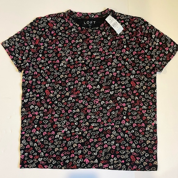 Loft Women’s Valentine’s Day Heart Short Sleeve T-Shirt Top Small - Picture 1 of 5